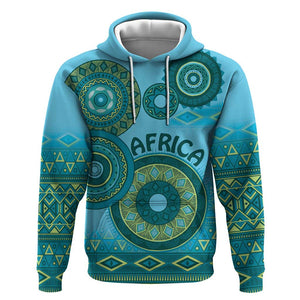 Afro Tribal Traditional Pattern Hoodie Blue Motif