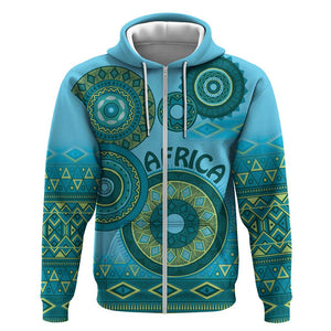 Afro Tribal Traditional Pattern Hoodie Blue Motif