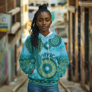 Afro Tribal Traditional Pattern Hoodie Blue Motif