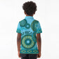 Afro Tribal Traditional Pattern Kid Polo Shirt Blue Motif
