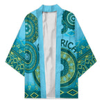 Africa Tribal Traditional Pattern Kimono Blue Motif