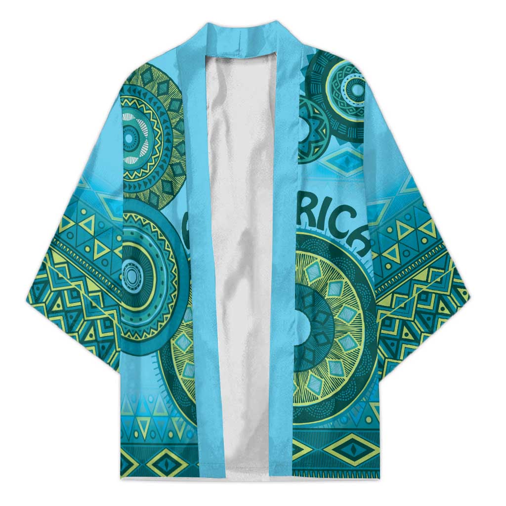 Africa Tribal Traditional Pattern Kimono Blue Motif