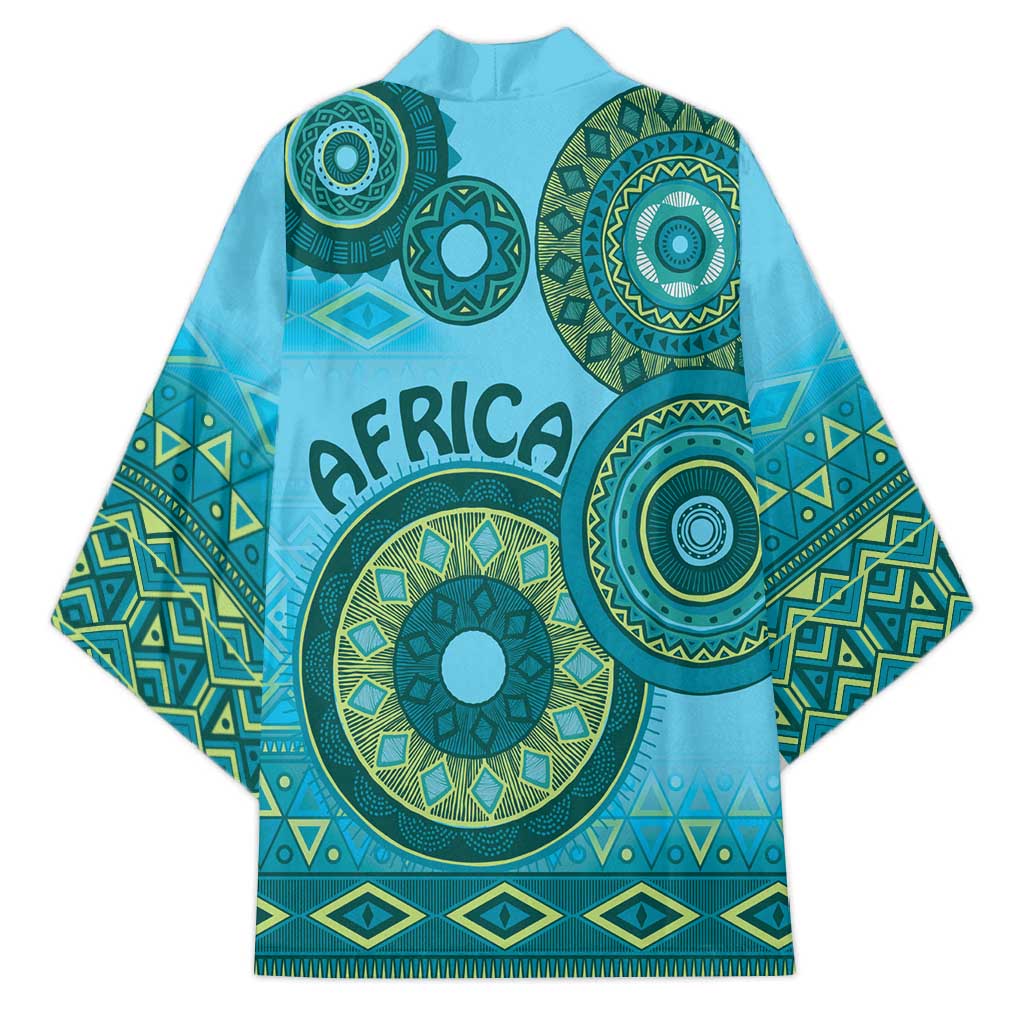Africa Tribal Traditional Pattern Kimono Blue Motif
