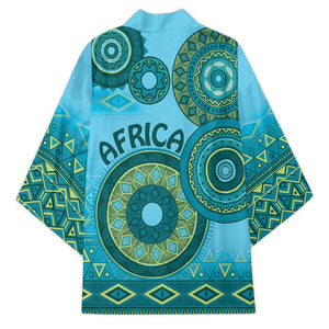 Africa Tribal Traditional Pattern Kimono Blue Motif
