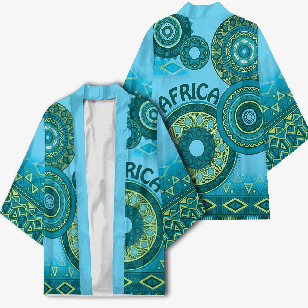 Africa Tribal Traditional Pattern Kimono Blue Motif