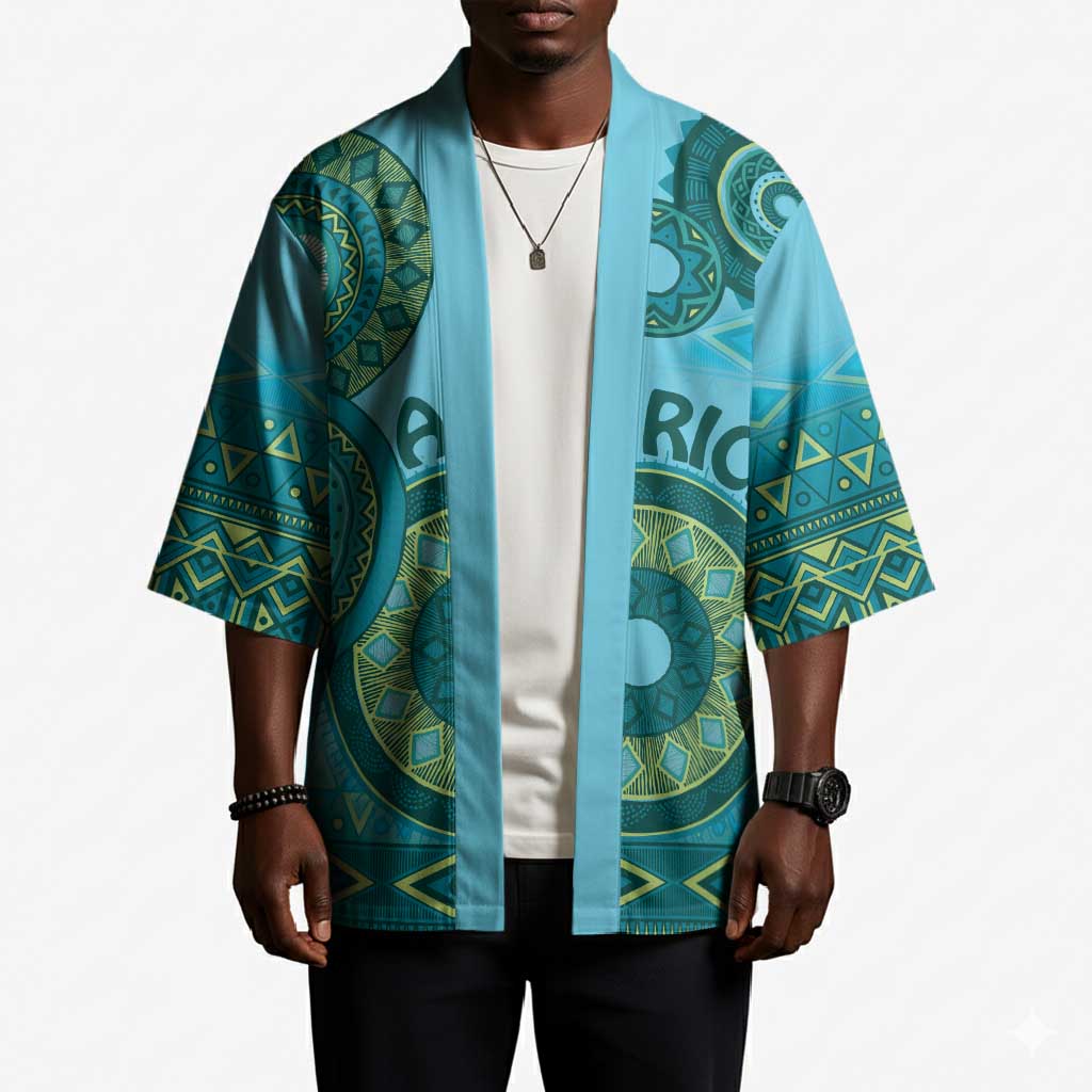 Africa Tribal Traditional Pattern Kimono Blue Motif