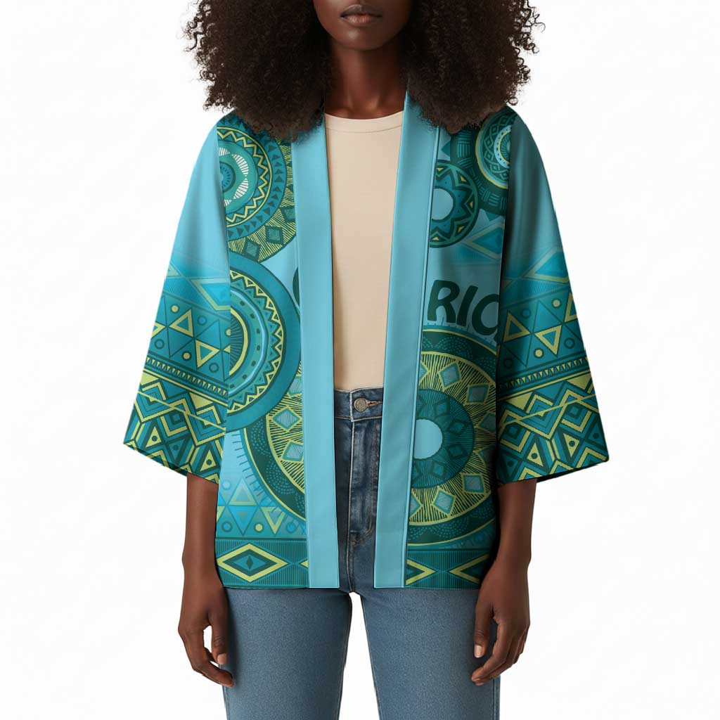 Africa Tribal Traditional Pattern Kimono Blue Motif