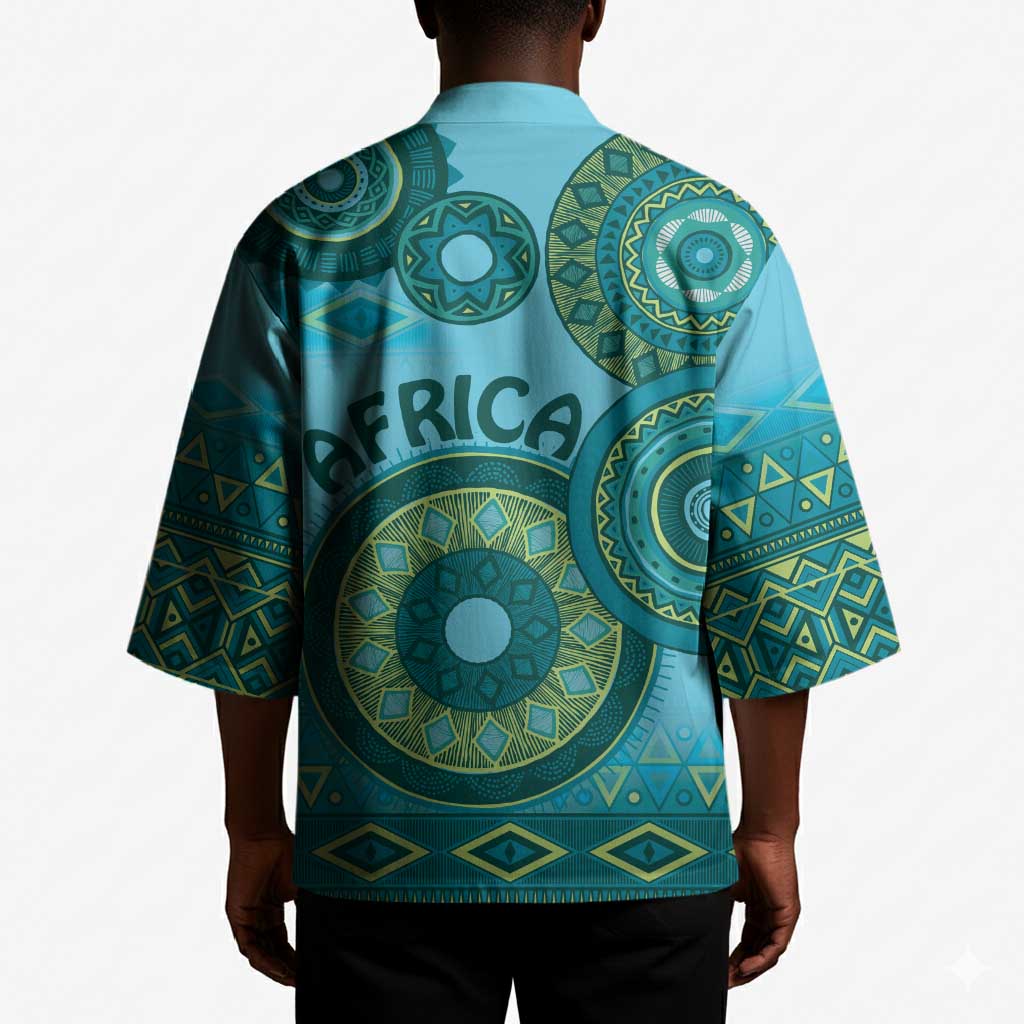 Africa Tribal Traditional Pattern Kimono Blue Motif