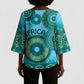 Africa Tribal Traditional Pattern Kimono Sleeve Blouse Blue Motif