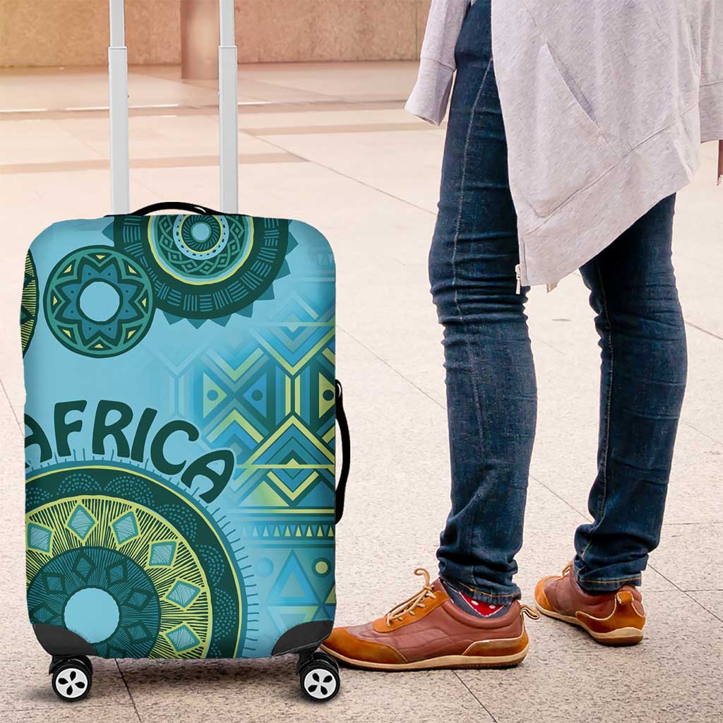 Afro Tribal Traditional Pattern Luggage Cover Blue Motif