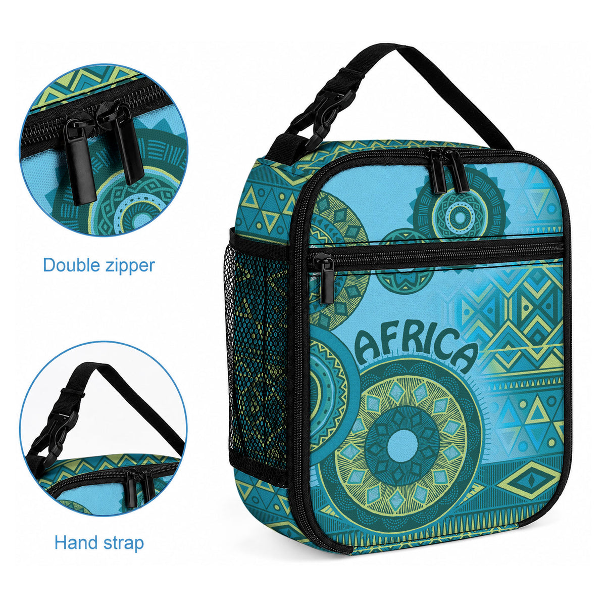 Africa Tribal Traditional Pattern Lunch Bag Blue Motif