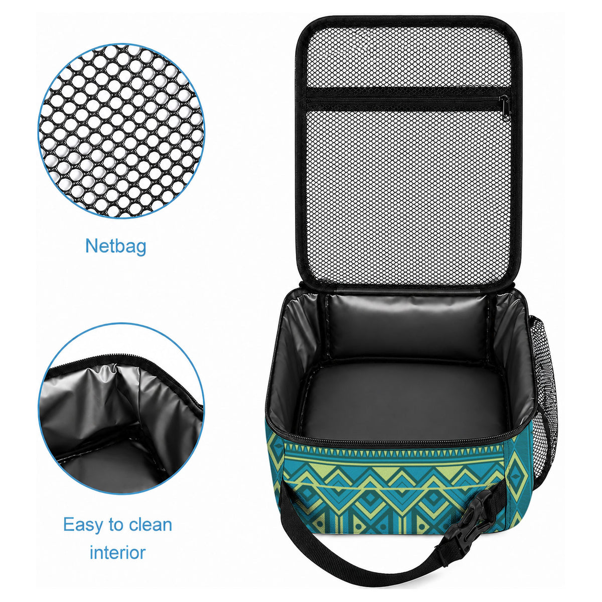Africa Tribal Traditional Pattern Lunch Bag Blue Motif