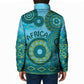 Africa Tribal Traditional Pattern Padded Jacket Blue Motif