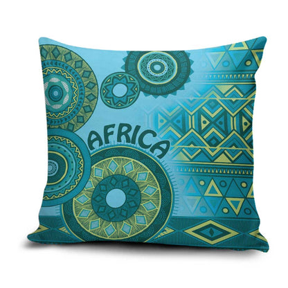 Africa Tribal Traditional Pattern Pillow Cover Blue Motif