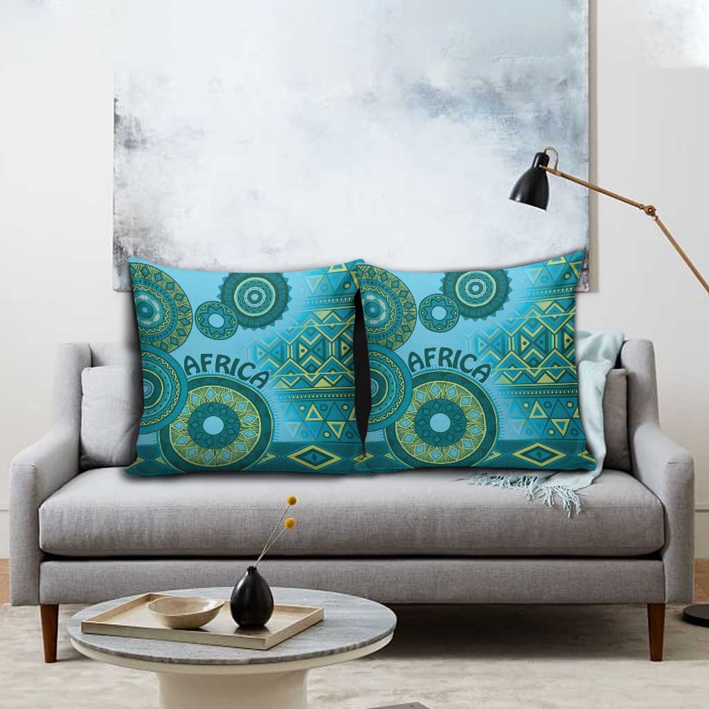 Africa Tribal Traditional Pattern Pillow Cover Blue Motif
