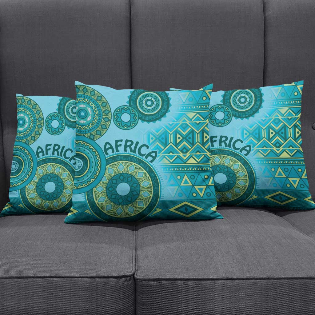 Africa Tribal Traditional Pattern Pillow Cover Blue Motif