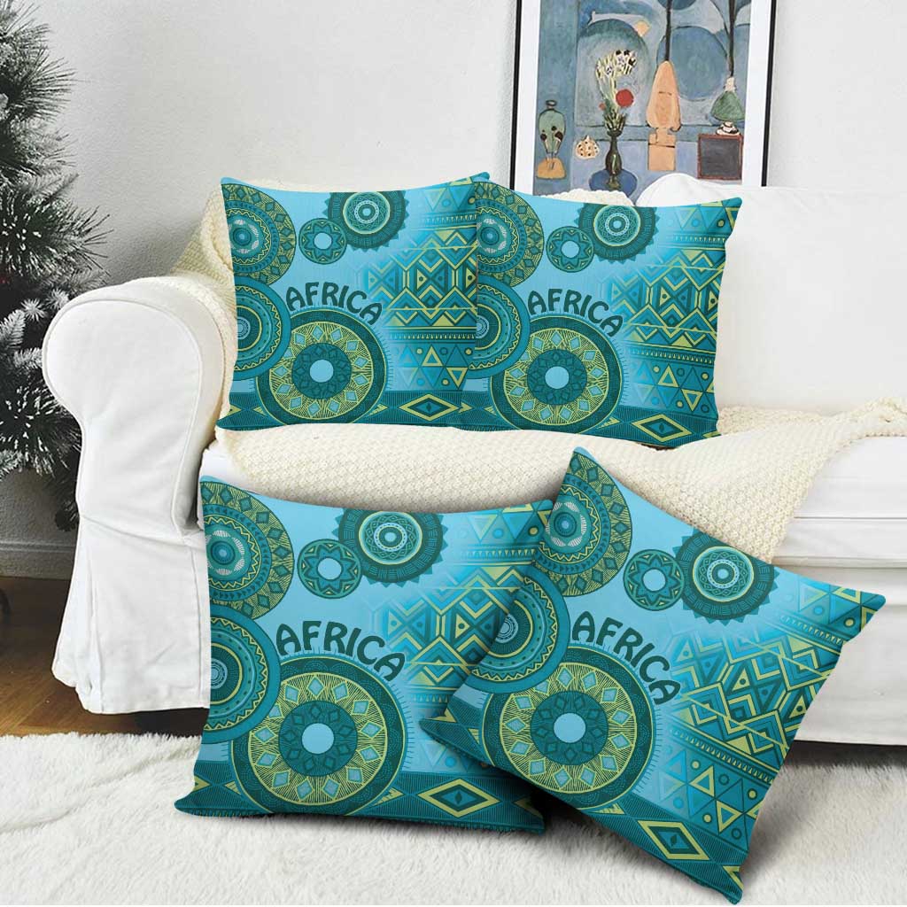 Africa Tribal Traditional Pattern Pillow Cover Blue Motif