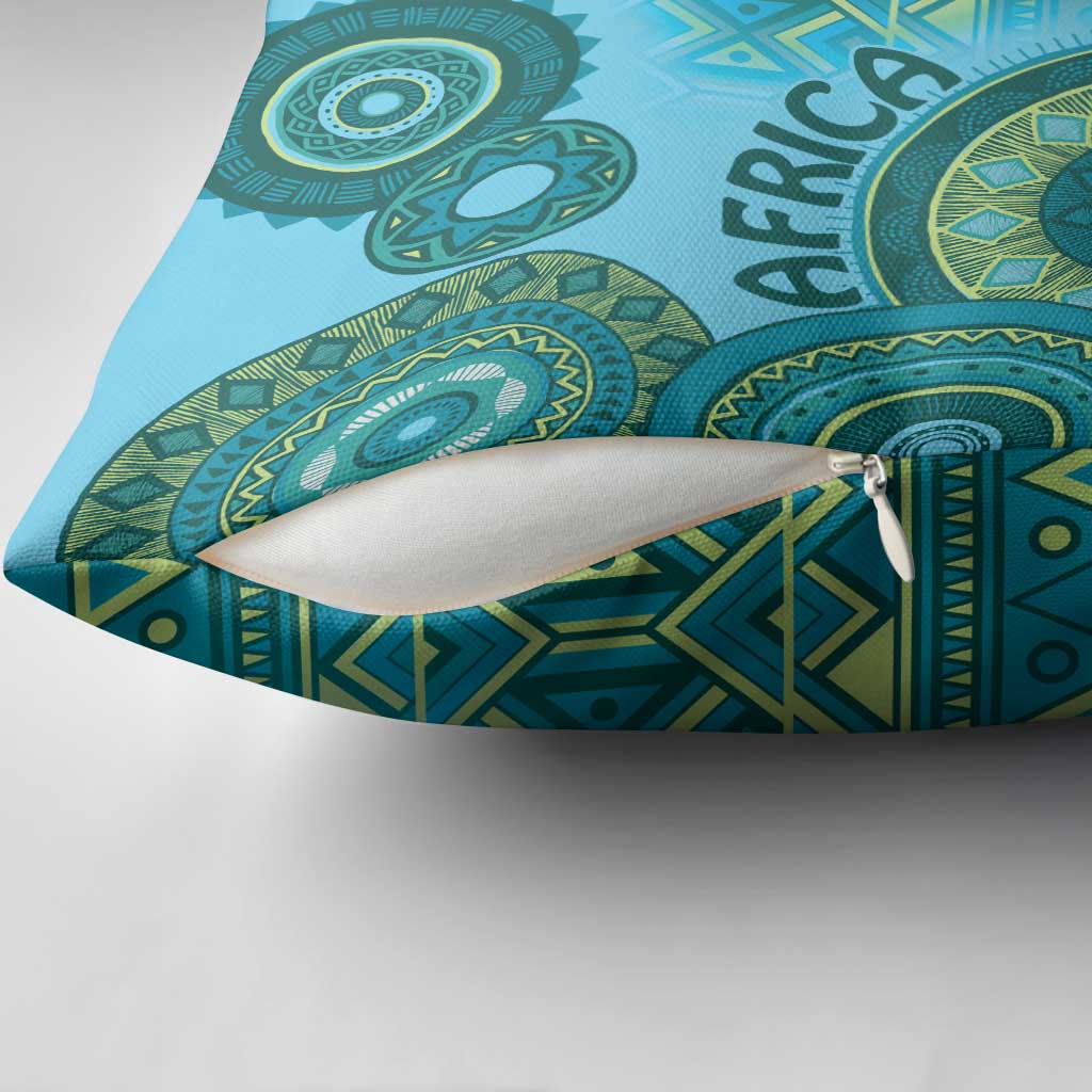 Africa Tribal Traditional Pattern Pillow Cover Blue Motif