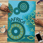 Africa Tribal Traditional Pattern Puzzle Blue Motif