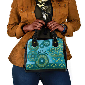 Afro Tribal Traditional Pattern Shoulder Handbag Blue Motif