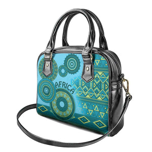 Afro Tribal Traditional Pattern Shoulder Handbag Blue Motif