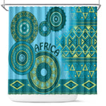 Afro Tribal Traditional Pattern Shower Curtain Blue Motif