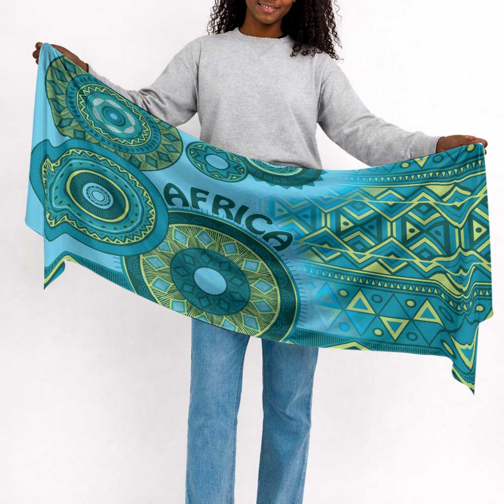 Africa Tribal Traditional Pattern Simple Headwrap Blue Motif