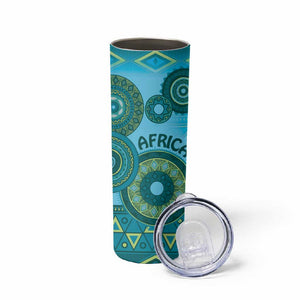 Afro Tribal Traditional Pattern Skinny Tumbler Blue Motif