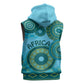 Afro Tribal Traditional Pattern Sleeveless Hoodie Blue Motif - African Pride
