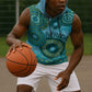 Afro Tribal Traditional Pattern Sleeveless Hoodie Blue Motif - African Pride