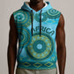 Afro Tribal Traditional Pattern Sleeveless Hoodie Blue Motif - African Pride