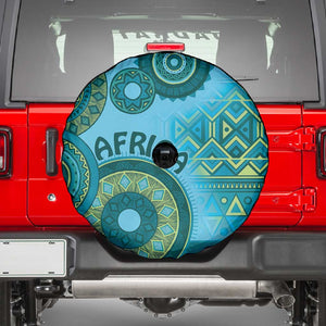 Afro Tribal Traditional Pattern Spare Tire Cover Blue Motif