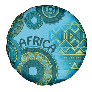 Afro Tribal Traditional Pattern Spare Tire Cover Blue Motif