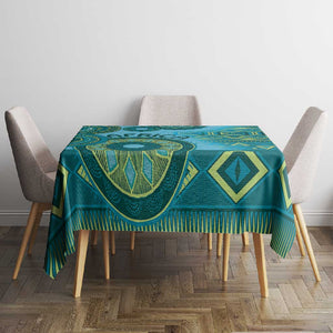 Afro Tribal Traditional Pattern Tablecloth Blue Motif