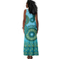 Afro Tribal Traditional Pattern Tank Maxi Dress Blue Motif