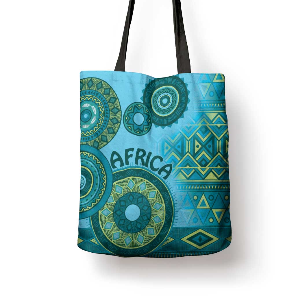 Africa Tribal Traditional Pattern Tote Bag Blue Motif