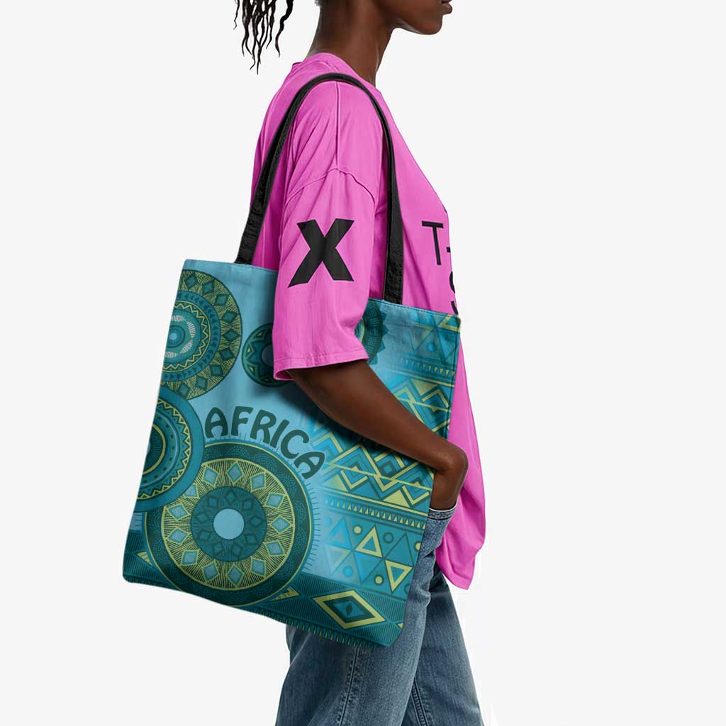Africa Tribal Traditional Pattern Tote Bag Blue Motif