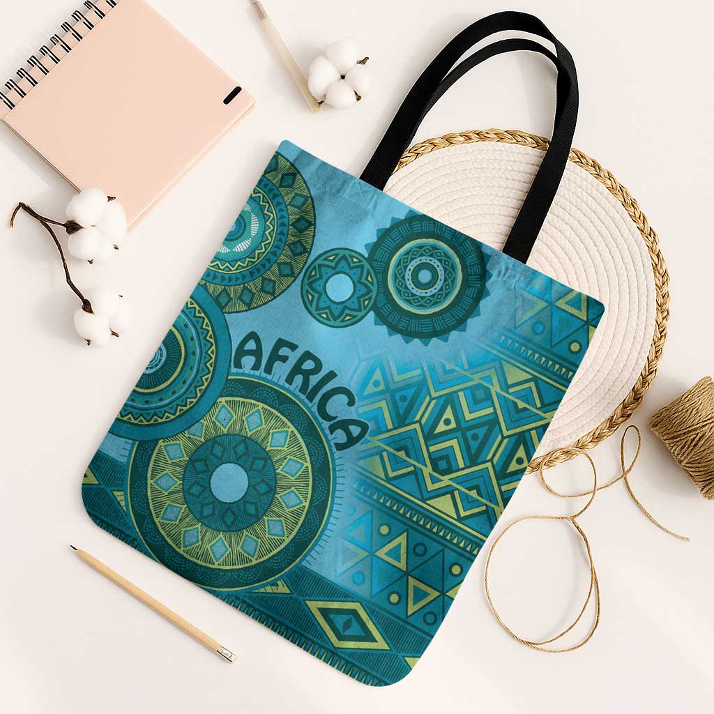 Africa Tribal Traditional Pattern Tote Bag Blue Motif