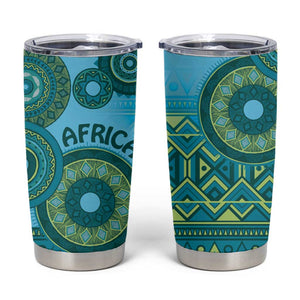 Afro Tribal Traditional Pattern Tumbler Cup Blue Motif