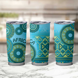 Afro Tribal Traditional Pattern Tumbler Cup Blue Motif