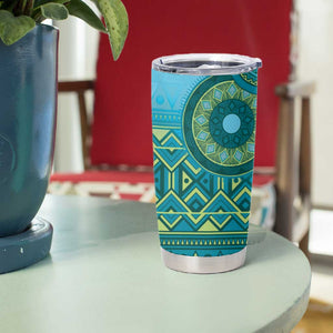 Afro Tribal Traditional Pattern Tumbler Cup Blue Motif