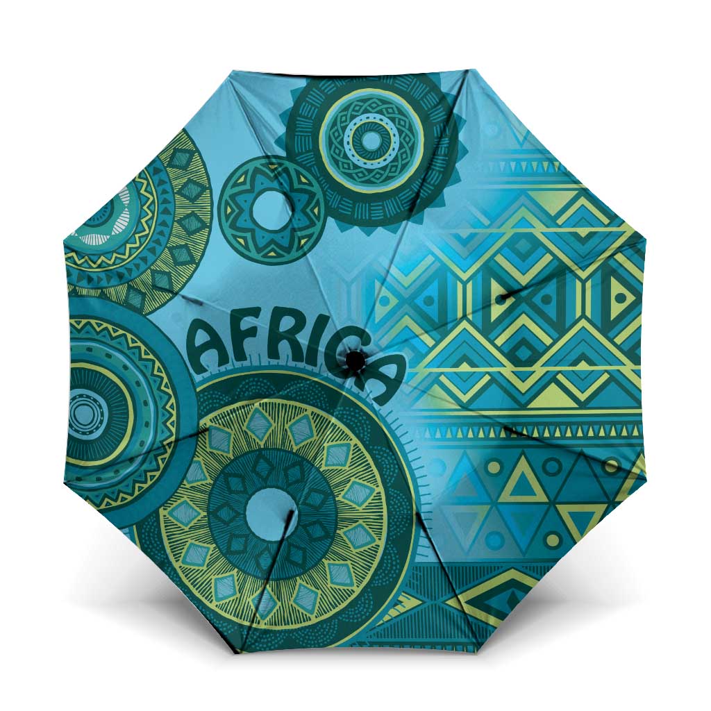 Africa Tribal Traditional Pattern Umbrella Blue Motif