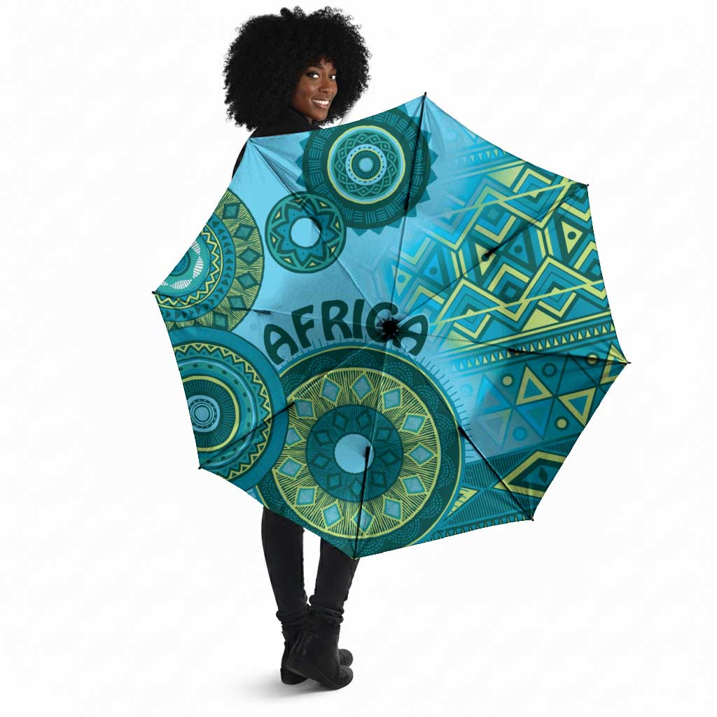 Africa Tribal Traditional Pattern Umbrella Blue Motif