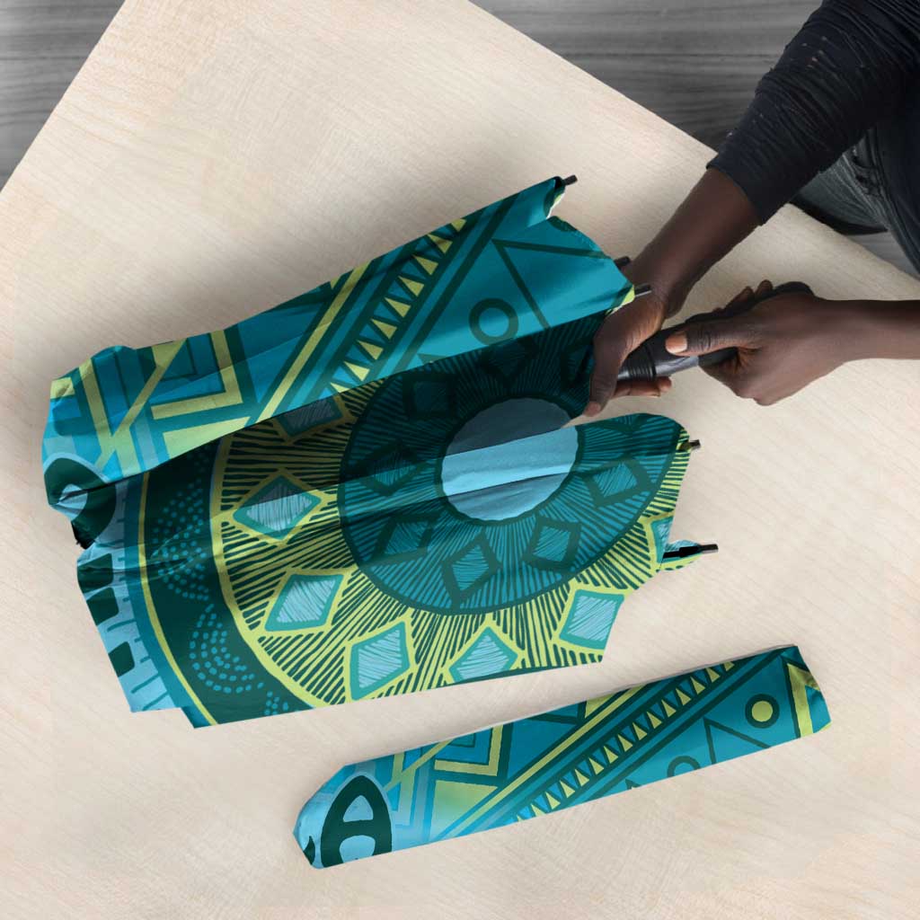 Africa Tribal Traditional Pattern Umbrella Blue Motif