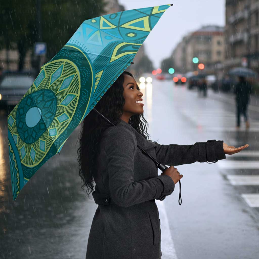 Africa Tribal Traditional Pattern Umbrella Blue Motif