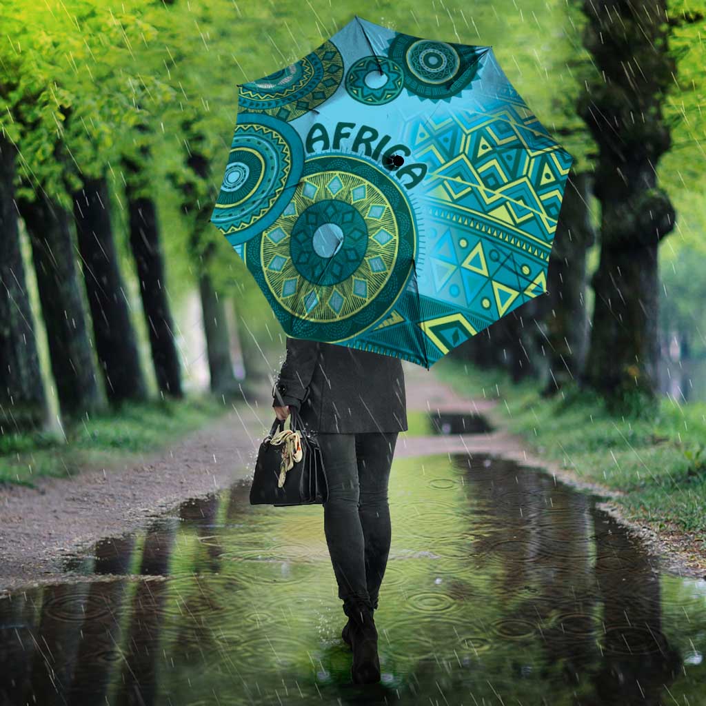 Africa Tribal Traditional Pattern Umbrella Blue Motif