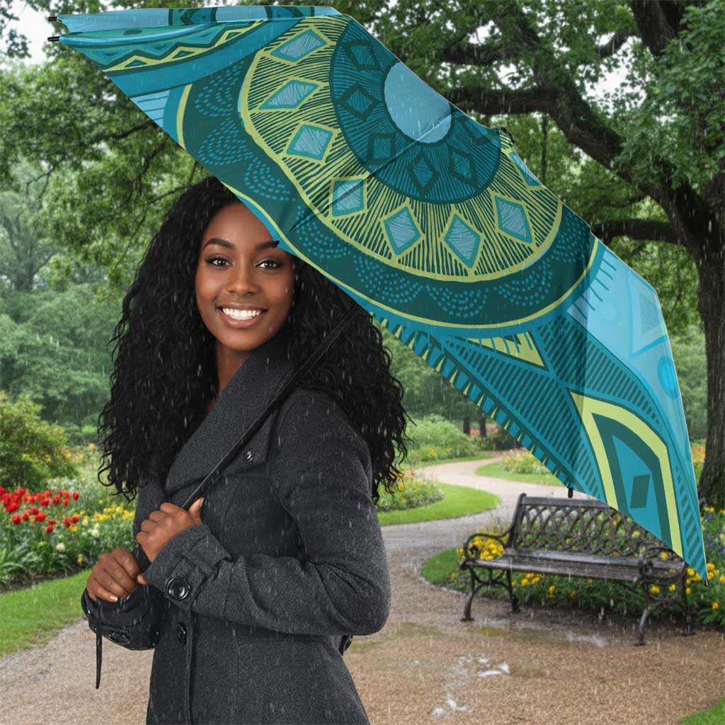 Africa Tribal Traditional Pattern Umbrella Blue Motif