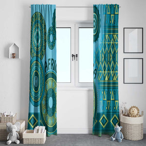 Afro Tribal Traditional Pattern Window Curtain Blue Motif