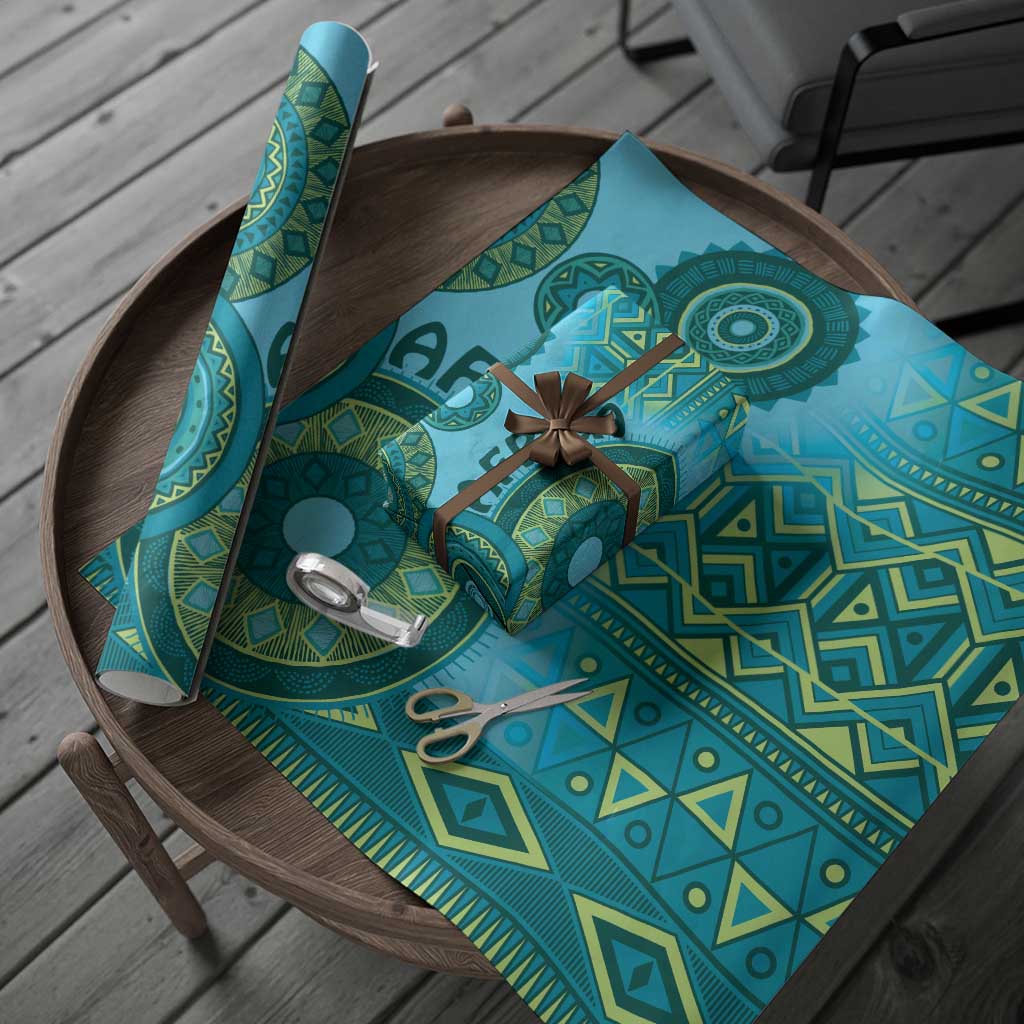 Africa Tribal Traditional Pattern Wrapping Paper Blue Motif - African Pride