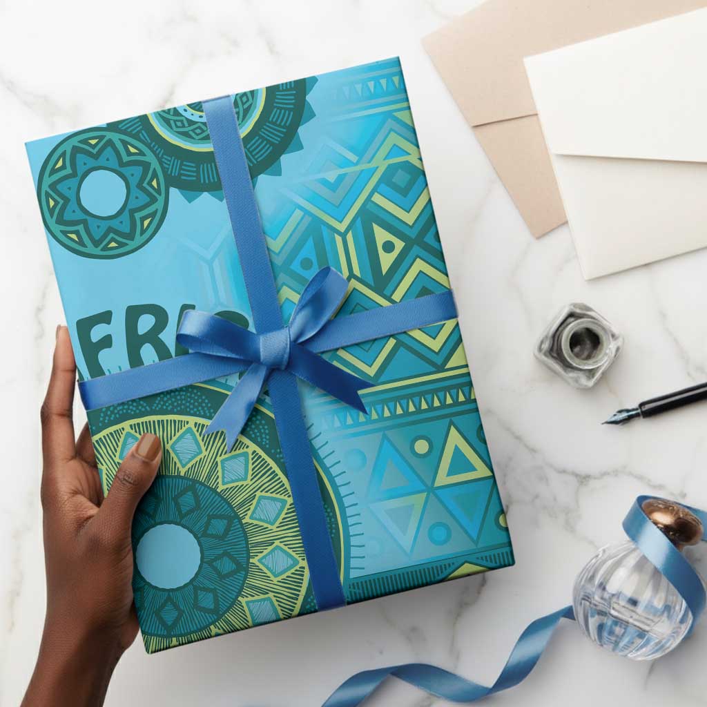 Africa Tribal Traditional Pattern Wrapping Paper Blue Motif - African Pride